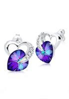 Elli Dames oorstekers hart liefde met kristallen in 925 sterling zilver