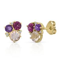 Orolino Paar Ohrstecker »585/- Gold gelb Amethyst Rosaquartz Brillant«