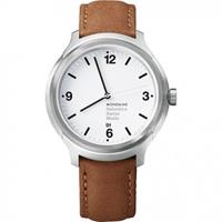 Mondaine Bold 43mm Helvetica No1 Herrenuhr in Braun MH1B1210LG