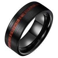 Tom Jaxon heren ring Wolfraam Mat Zwart Hout Groef-19mm