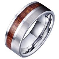 Tom Jaxon heren ring Wolfraam Zilverkleurig Palissander Inlay-18mm