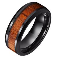 Tom Jaxon Wolfraam heren ring  zwart Glans Palissander Inlay-20mm