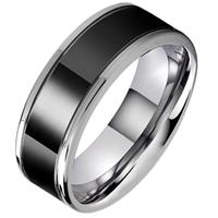 Tom Jaxon heren ring Wolfraam Zwart Zilverkleurig Groef Glans-20mm