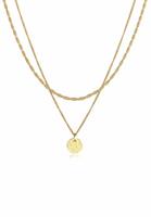 Elli PREMIUM Dames Laag Koord Ketting Plaat Hanger in 925 Sterling Zilver