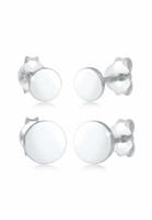 Elli Dames oorbellen set platelet cirkel Basic in 925 sterling zilver verguld rose goud verguld