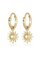 Elli Dames Creoolse Hanger Zon Trend Blogger Boho in 925 Sterling Zilver Goud Geplaatst