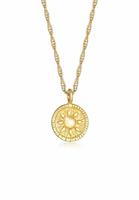 Elli Elli Halsketting Dames Koord Munt Hanger Rond Zon Vintage Trend in 925 Sterling Zilver