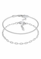Elli Armband Set »Glieder Grob Rund Oval Basic (2 tlg) 925 Silber«
