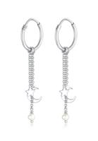Elli Dames Creolen Ster Maan Astro Trend Blogger met zoetwater gekweekte parels in 925 Sterling Zilver