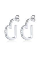 Elli PREMIUM Dames Creoles Heart Love Trend met Kristallen in 925 Sterling Zilver