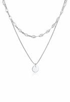 Elli PREMIUM Dames Laagjes Ketting Plaat Hanger Ster in 925 Sterling Zilver Verguld