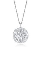 Elli Dames Zodiac Aquarius Munt Antieke Trend Astro in 925 Sterling Zilver