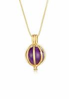 Elli PREMIUM Dames Bal hanger Violet Trend met Amethist in 925 Sterling Zilver Verguld