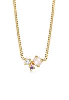 Elli PREMIUM Dames Hanger met Roze Kwarts Amethist en Topaas Edelsteen in 925 Sterling Zilver Verguld