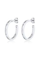 Elli Dames Creoles Plug Classic Trend met Zirconia Gemstone in 925 Sterling Silver Gold Plated