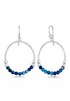 Elli Dames Oorbellen Boho Blauw met Agaat Kralen in 925 Sterling Zilver