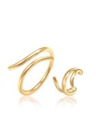 Elli Elli Sieraden Set Dames Oorbeschermer Ring Set Basis Minimale Trend Blogger in 925 Sterling Siber