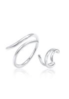 Elli Dames Oorbeschermer Ring Set Basis Minimale Trend Blogger in 925 Sterling Siber