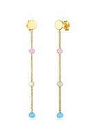 Elli Dames Drop Oorbellen Roze Blauw in 925 Sterling Zilver Verguld