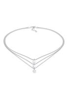 Elli Dames Choker Laag Drie Rijen Plaat Boho Trend Blogger in 925 Sterling Zilver