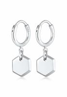 Elli Paar Creolen »Creolen Ohrhänger Hexagon Platte 925 Silber«