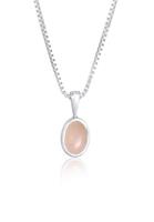 Elli PREMIUM Dames Edelsteen Hanger Basic Tijdloos met Roze Kwarts in 925 Sterling Zilver Verguld