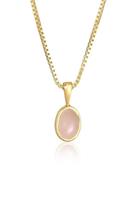 Elli PREMIUM Dames Edelsteen Hanger Basic Tijdloos met Roze Kwarts in 925 Sterling Zilver Verguld