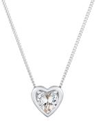 Elli Dames Hart Hanger Liefde met Cubic Zirconia Kristallen in 925 Sterling Zilver Verguld
