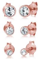 Elli Dames Oorsteker Set Fonkelend met Kristallen in 925 Sterling Zilver