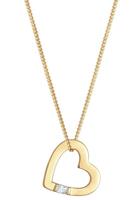 Elli Dames Hart Hanger Liefde met Cubic Zirconia Kristallen in 925 Sterling Zilver Verguld