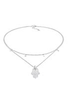 Elli Dames Choker plaat Hamsa Hand hanger met Zirkonia kristallen in 925 Sterling zilver Gold Plated