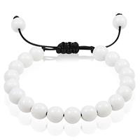 Memphis Verstelbare kralen armband  Wit Natuursteen 8mm