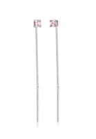 Elli Dames Pull Through Vierkant Licht Roze met Zirkonia Kristallen in 925 Sterling Zilver