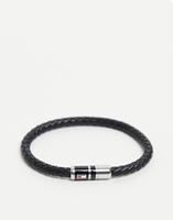 Tommy Hilfiger Gevlochten Heren Armband van Zwart Leer