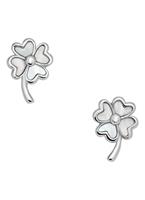 Fossil Paar Ohrstecker »Kleeblatt, STERLING SILVER, JFS00541040«, mit Perlmutt
