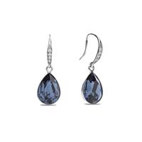 Spark Jewelry Classy Pear Zilveren Oorhangers met Blauw Glaskristal