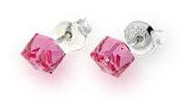 Spark Jewelry Roze Glaskristallen Kubus Oorstekers van 