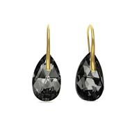 Spark Jewelry Golden Drop Oorhangers met Donkergrijs Kristal