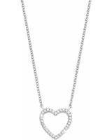 S.Oliver Kette mit Anhänger für Damen, Sterling Silber 925, Zirkonia Herz, Silber, 40+5 cm