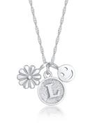 Elli Dames Bloem Disc Hanger Letter L in 925 Sterling Zilver