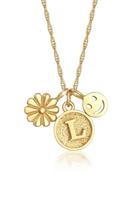 Elli Dames Bloem Disc Hanger Letter L in 925 Sterling Zilver