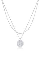Elli Dames Laagje Munt Hanger Ornament met Zirkonia Stenen in 925 Sterling Zilver Verguld