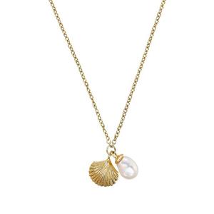 NOELANI Ketting met hanger voor dames, 925 sterling zilver, gekweekte zoetwaterparel | schelp