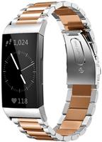 Strap-it Fitbit Charge 4 stalen band (zilver/rosé goud)