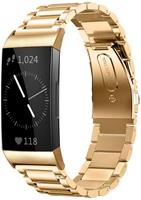 Strap-it Fitbit Charge 3 stalen bandje (goud)