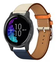 Garmin Venu leren bandje (wit/donkerblauw)