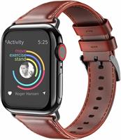 Strap-it Apple Watch leren band (rood-bruin)