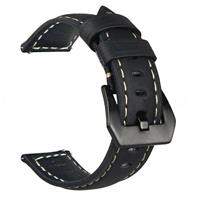 Strap-it Leren horlogeband 20mm - universeel - zwart