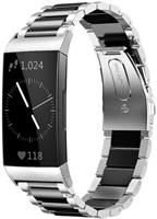 Strap-it Fitbit Charge 4 stalen band (zilver/zwart)