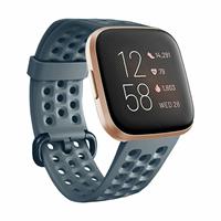 Strap-it Fitbit Versa siliconen bandje met gaatjes (grijsblauw)